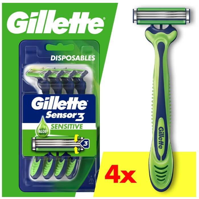 Gillette Sensor 3 Sensitive Men 2 Blade Disposable Razor4 count